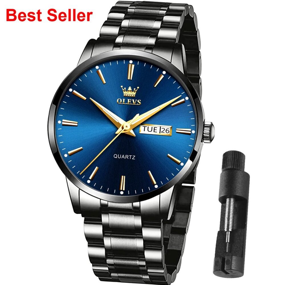 Stainless Steel Waterproof Watch With Date Luminous Dial